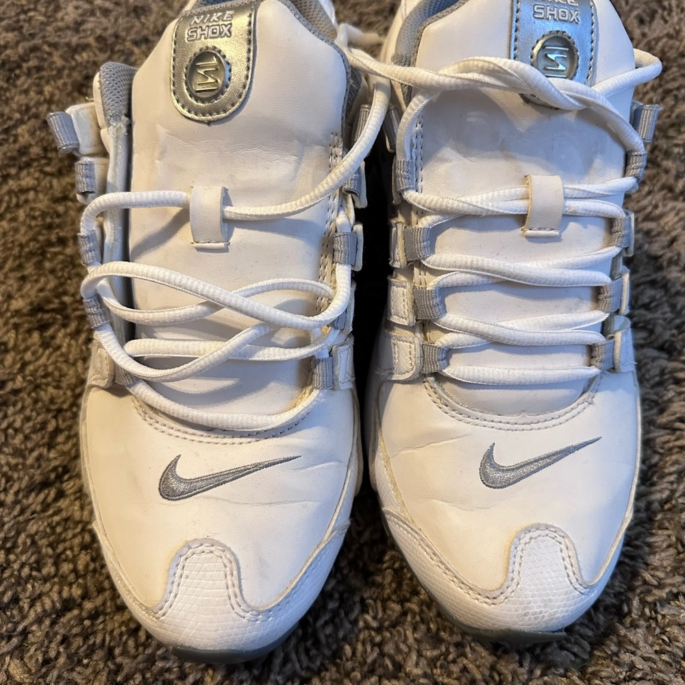 Nike White Silver Shox Retro Running Sneakers - Picture 2 of 5
